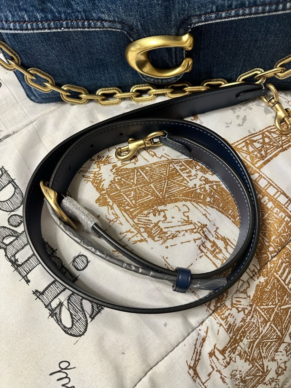 Coach Chain Tabby Shoulder Bag 30 in Denim - Picture 4 of 14